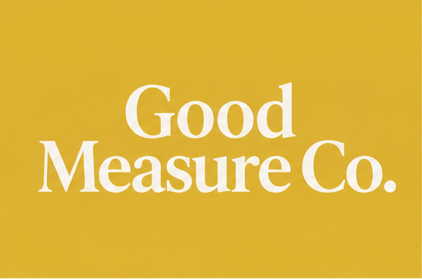 Good Measure Co. logo in marigold